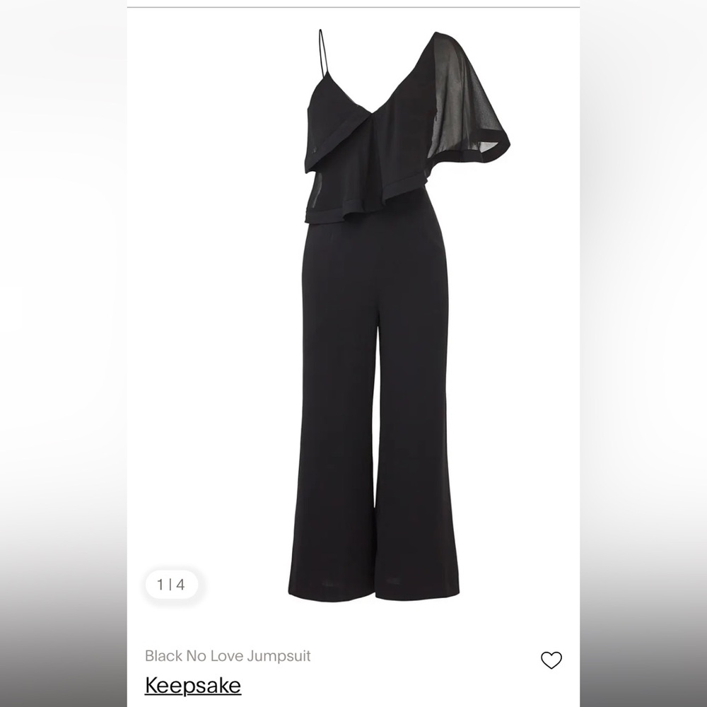 KEEPSAKE Black Silk Appliqué Ruffle Jumpsuit